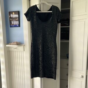 Betsey Johnson Black Sequin Cocktail Mini Dress